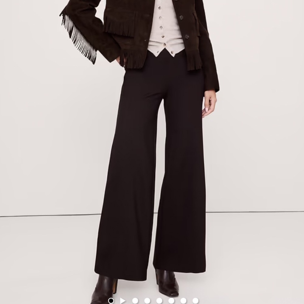 Banana Republic High Rise Wide Leg Everywhere Ponte Pull On Pant Brown
